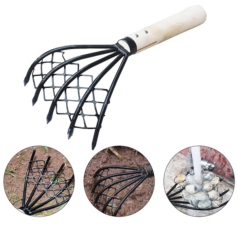 Clam Rake With Net 5 Claw Wood - Dry Herb Vaping Accessories review and price